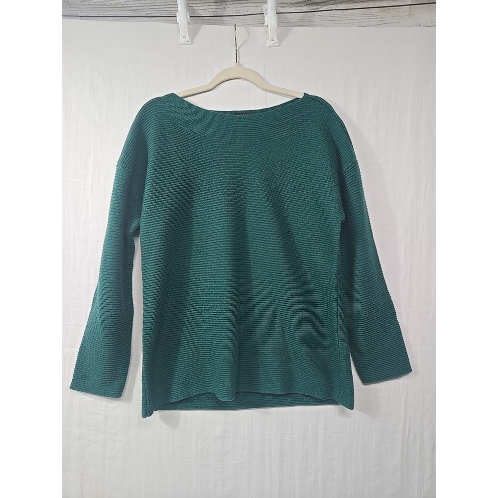 Talbots Dark Green Pullover Ribbed Boat Neck Sweater Women‎ XL Lambs Wool Blend